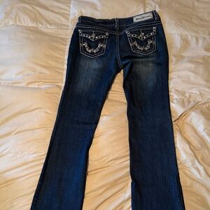 Miss Chic Jeans Dark Blue Boot Cut with Embellished Pockets